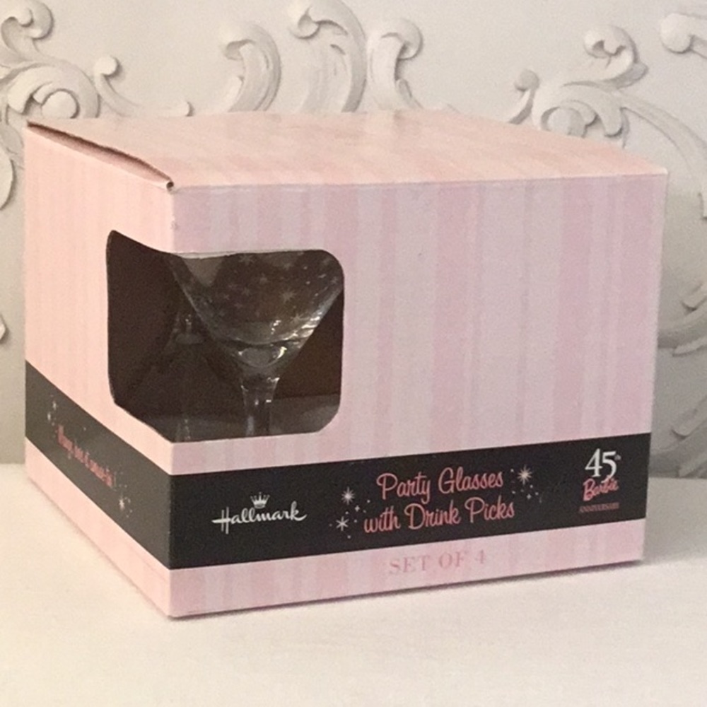 Rare Hallmark Barbie 45TH Anniversary Glasses Set
